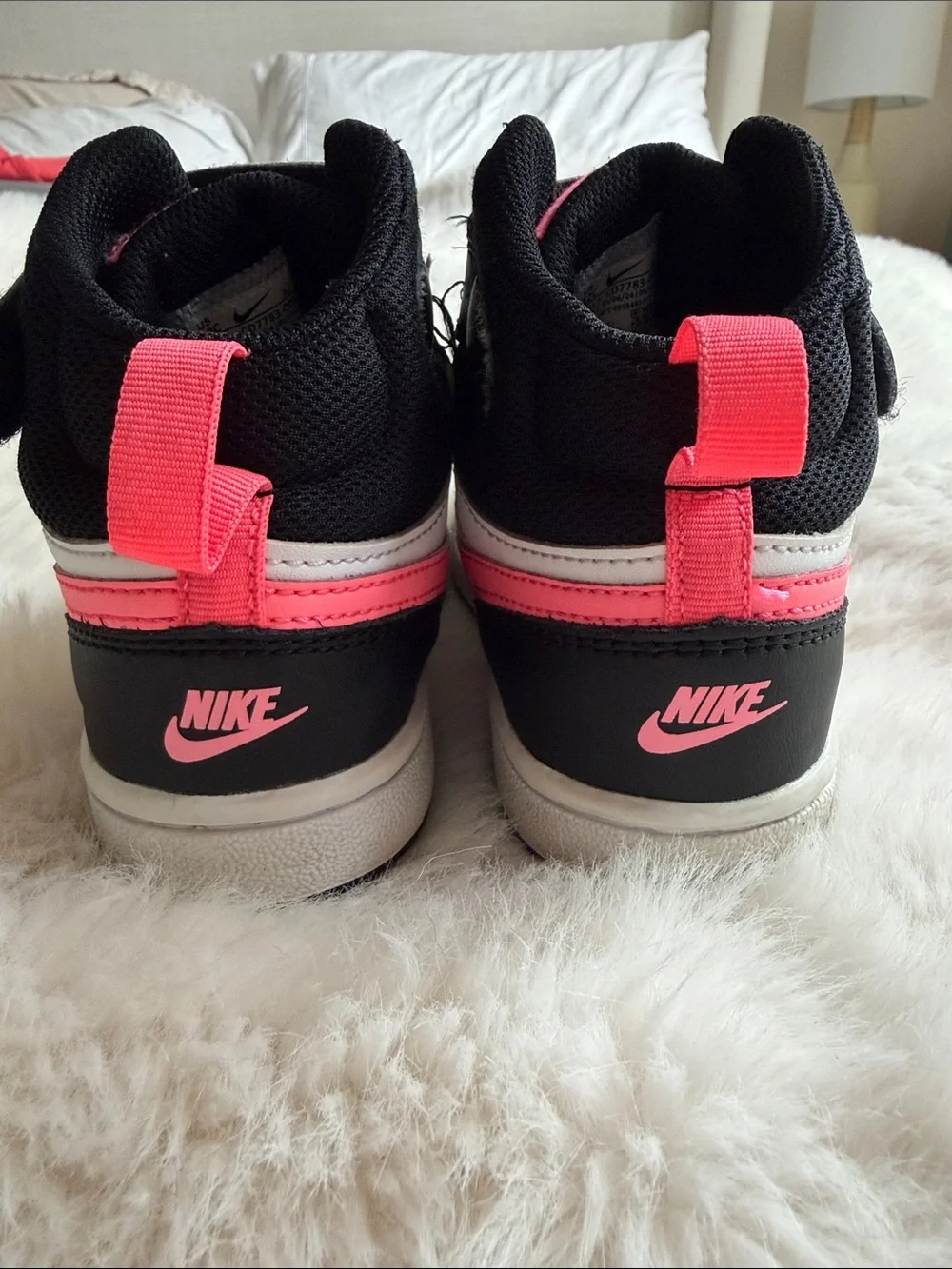 Nike Kids High-Top Sneakers in Black, White & Pink